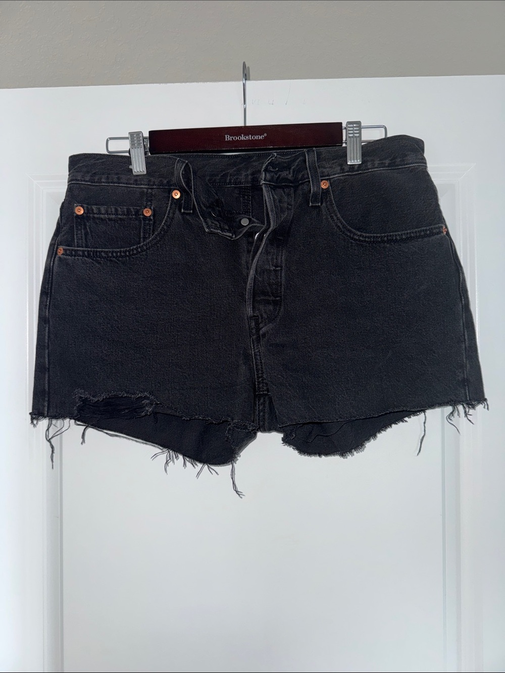 Levi's Black Distressed Cutoff Jean Shorts